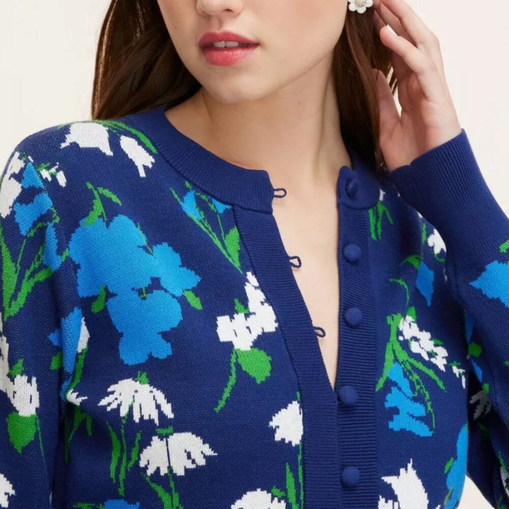 kate spade Blue Floral Button-Front Cardigan
